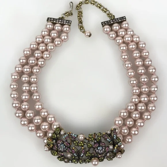 SOLD. Heidi Daus RARE Secret Garden Swarovski Crystals Simulated Pearls Necklace - Picture 11 of 12